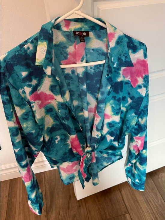 Iky & Me Tops - Tie-Front Blouse